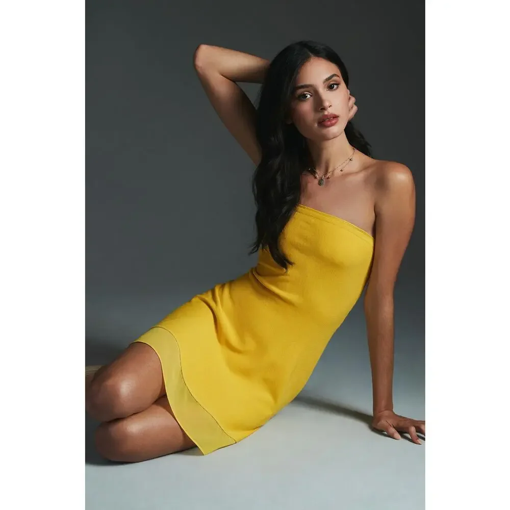 NWT Anthropologie Strapless Yellow Mini Dress - Size Medium - Picture 4 of 5